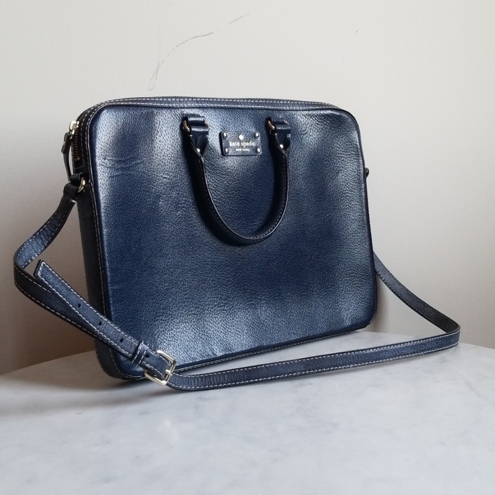 Kate Spade Blue Leather Laptop Bag